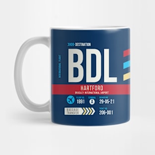 Hartford (BDL) Airport Code Baggage Tag Mug